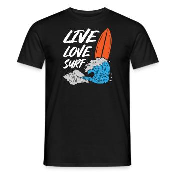 Live Love Surfing - Men's T-Shirt - black - Front - AI Model Male 178 light (178cm)