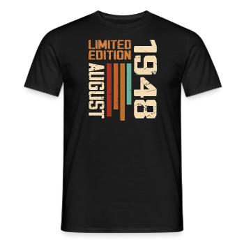 August 1948 Birthday Gift August 1948 August - Men's T-Shirt - black - Front - AI Model Male 178 light (178cm)