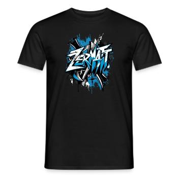 Zermatt Graffiti Design en bleu – Style urbain - T-shirt homme - noir - Devant - AI Model Male 178 light (178cm)