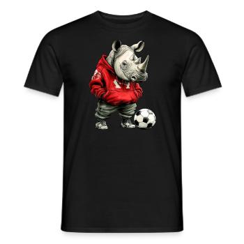Nashorn Fussballer rot - Männer T-Shirt - Schwarz - Vorne - AI Model Male 178 light (178cm)