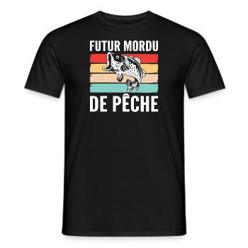 Mordu de Pêche pour bébé - T-shirt homme - noir - Devant - AI Model Male 178 light (178cm)