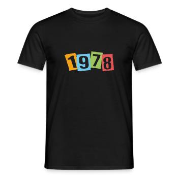 Né en 1978 – Anniversaire avec de grands numéros colorés - T-shirt homme - noir - Devant - AI Model Male 178 light (178cm)