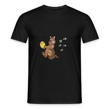 Brown bear bear beess escaping bins honey - Men's T-Shirt - black - Front - AI Model Male 178 light (178cm)