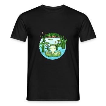 Yoga Frog in the Pond - Men's T-Shirt - black - Front - AI Model Male 178 light (178cm)