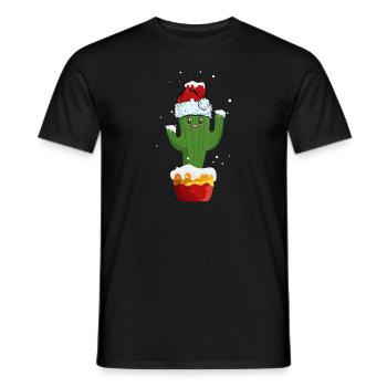 Christmas Cute Cactus - Men's T-Shirt - black - Front - AI Model Male 178 light (178cm)
