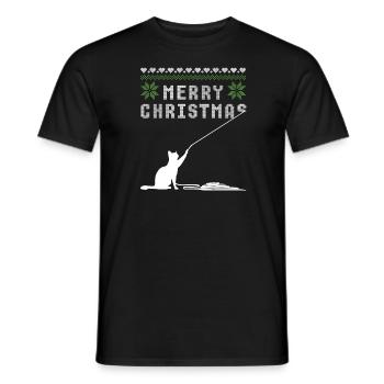 Merry Christmas Cat Ugly Sweater - Men's T-Shirt - black - Front - AI Model Male 178 light (178cm)