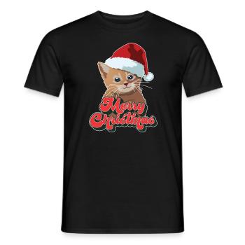 Cadeau de Noël Mignon Drôle de chat Père Noël Joyeux Noël - T-shirt homme - noir - Devant - AI Model Male 178 light (178cm)