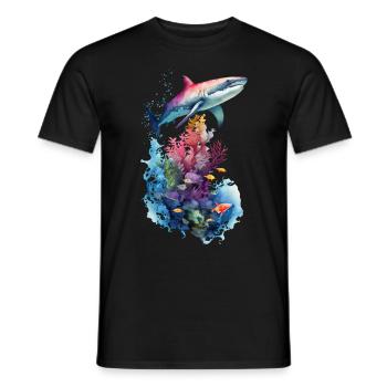Paysage océanique des requins - T-shirt homme - noir - Devant - AI Model Male 178 light (178cm)