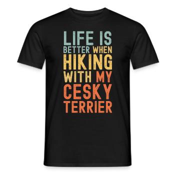 Cesky-Terrier Wanderhund retro - Männer T-Shirt - Schwarz - Vorne - AI Model Male 178 light (178cm)