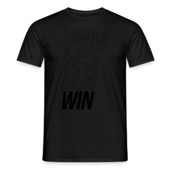 SWIM BIKE RUN WIN - Männer T-Shirt - Schwarz - Vorne - AI Model Male 178 light (178cm)
