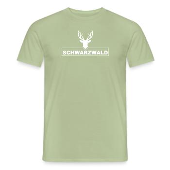 Schwarzwald Hirschkopf mit Schwarzwald schrift - Männer T-Shirt - Sage - Vorne - AI Model Male 178 light (178cm)