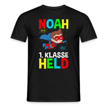 Schoolchild Noah 1st Grade Hero - Men's T-Shirt - black - Front - AI Model Male 178 light (178cm)