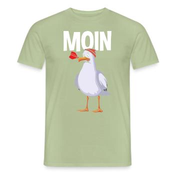 Moin Möwe - Männer T-Shirt - Sage - Vorne - AI Model Male 178 light (178cm)