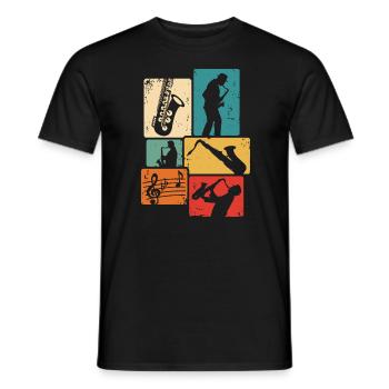 Saxophone Player Retro Saxophone Saxophonist - Men's T-Shirt - black - Front - AI Model Male 178 light (178cm)