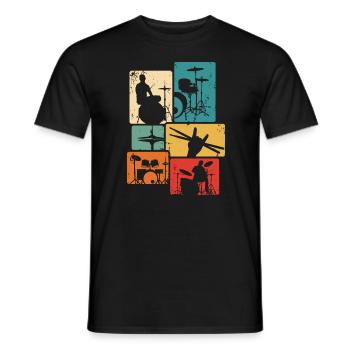 Drummer Retro Drum Set Drumsticks Drumming - Men's T-Shirt - black - Front - AI Model Male 178 light (178cm)