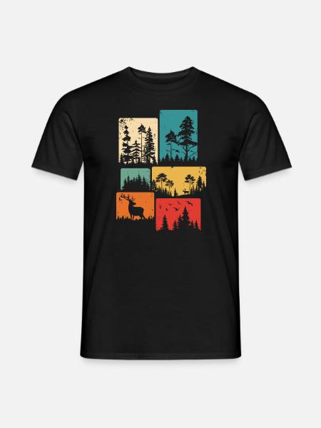 Wald Natur Bäume Outdoor Wildnis Wälder - Männer T-Shirt - Schwarz