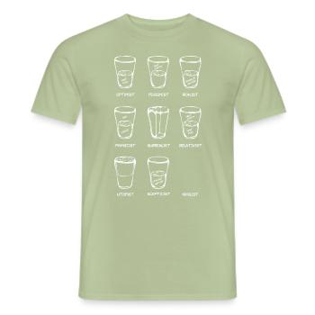 Point of View - Das Glas ist ... (Variante weiß) - Männer T-Shirt - Sage - Vorne - AI Model Male 178 light (178cm)