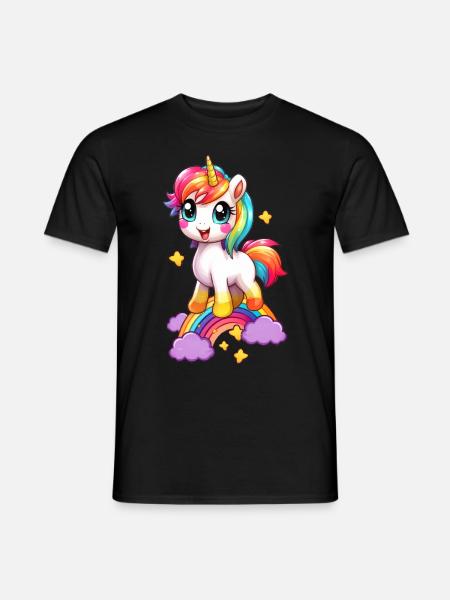 Süßes Einhorn - Männer T-Shirt - Schwarz