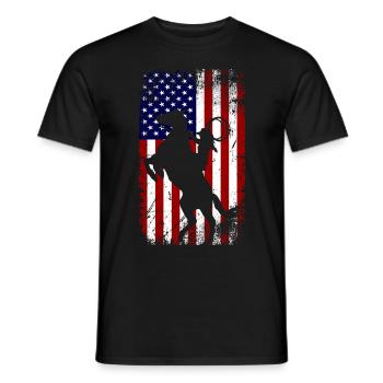 Cheval de drapeau des États-Unis - T-shirt homme - noir - Devant - AI Model Male 178 light (178cm)
