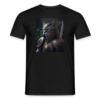 Chat guerrier - T-shirt homme - noir - Devant - AI Model Male 178 light (178cm)