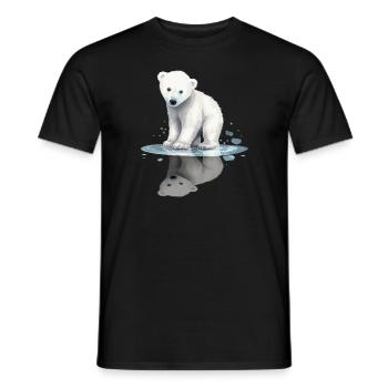 Polar Bear Baby Polar Bear Reflection - Men's T-Shirt - black - Front - AI Model Male 178 light (178cm)