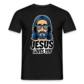 Jésus t’aime - Cooles Jesus Design - T-shirt homme - noir - Devant - AI Model Male 178 light (178cm)