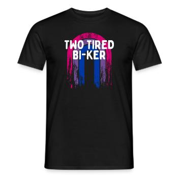 Two Tired Bi-ker Bisexual LGBTQ Bi Pride LGBT Pun - Men's T-Shirt - black - Front - AI Model Male 178 light (178cm)
