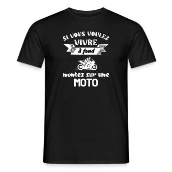 Homme Moto Motard Maillot motarde manche courte - T-shirt homme - noir - Devant - AI Model Male 178 light (178cm)
