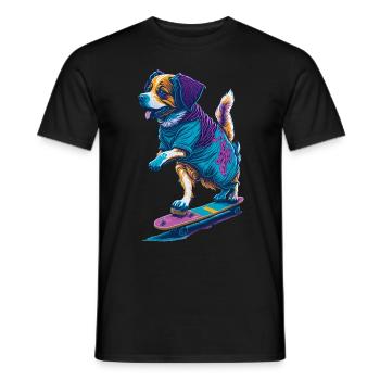 Illustration eines Hundes auf einem Skateboard - Männer T-Shirt - Schwarz - Vorne - AI Model Male 178 light (178cm)