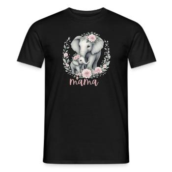 Mama Heart Floral Wreath Elephant Baby Shower - Männer T-Shirt - Schwarz - Vorne - AI Model Male 178 light (178cm)