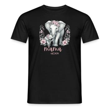 Mama 2024 Elephant Floral Wreath Celebration - Männer T-Shirt - Schwarz - Vorne - AI Model Male 178 light (178cm)