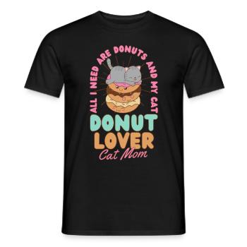 Donut Lover Cat Mama Donut Cat kawaii - T-shirt homme - noir - Devant - AI Model Male 178 light (178cm)