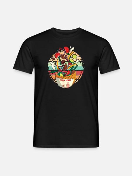 Cheerful hopping retro kebab - Men's T-Shirt - black