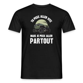 tu peux aller vite mais je peux aller partout - T-shirt homme - noir - Devant - AI Model Male 178 light (178cm)