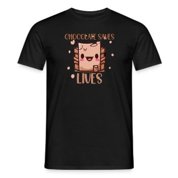 Chocolate saves lives - Men's T-Shirt - black - Front - AI Model Male 178 light (178cm)