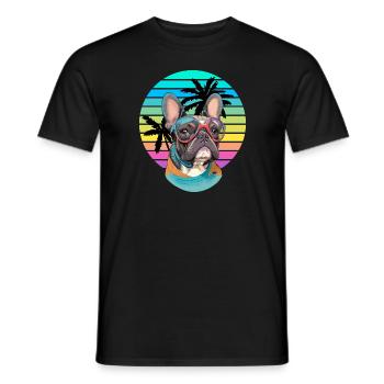 Französische Bulldogge Retro-Vibes - Männer T-Shirt - Schwarz - Vorne - AI Model Male 178 light (178cm)