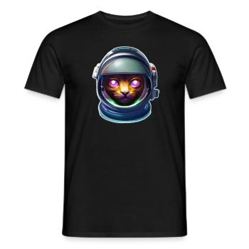 Chat Astronaute du Futur - T-shirt homme - noir - Devant - AI Model Male 178 light (178cm)