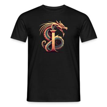 Buchstabe I mit Drache - Männer T-Shirt - Schwarz - Vorne - AI Model Male 178 light (178cm)