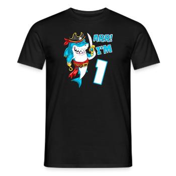 1er anniversaire Shark Pirate Boys Kids - T-shirt homme - noir - Devant - AI Model Male 178 light (178cm)