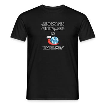 "Rennwagen-Feeling im Schneckentempo"Rot Blau - Männer T-Shirt - Schwarz - Vorne - AI Model Male 178 light (178cm)