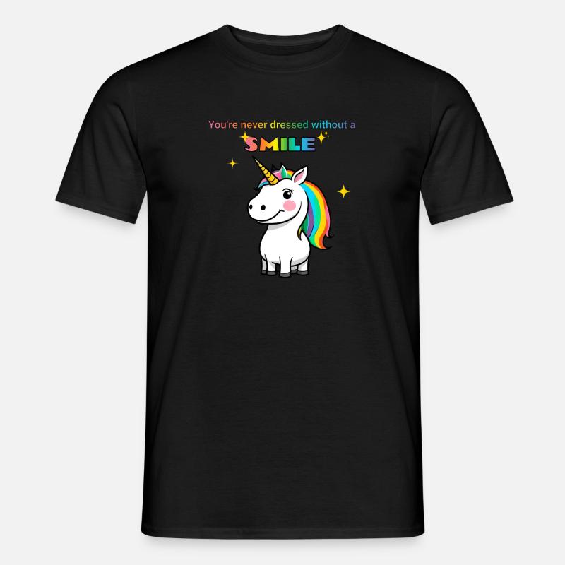 Smile Einhorn - Männer T-Shirt - Schwarz