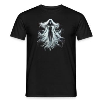Ethereal Whisper - Ghostly Woman floating Woman - Men's T-Shirt - black - Front - AI Model Male 178 light (178cm)