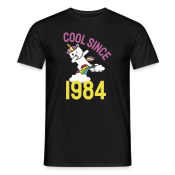 Cool since 1984 Dabbing cat 38th birthday - Men's T-Shirt - black - Front - AI Model Male 178 light (178cm)