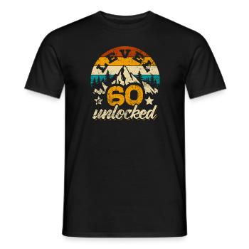 Niveau 60 débloqué - Gamer - Anniversaire - Cadeau - T-shirt homme - noir - Devant - AI Model Male 178 light (178cm)
