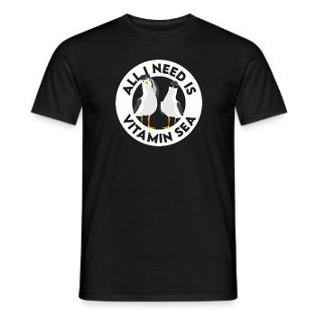 Tout ce dont j'ai besoin, c'est de la vitamine Mer du nord de l'Allemagne Möwe - T-shirt homme - noir - Devant - AI Model Male 178 light (178cm)