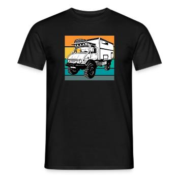 Camping - Unimog - Coucher de soleil - Oldtimer - T-shirt homme - noir - Devant - AI Model Male 178 light (178cm)