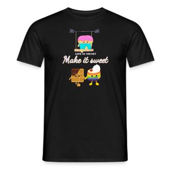 Life is short make it sweet - Men's T-Shirt - black - Front - AI Model Male 178 light (178cm)