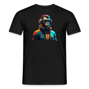 Singe portant une veste Tosca - T-shirt homme - noir - Devant - AI Model Male 178 light (178cm)