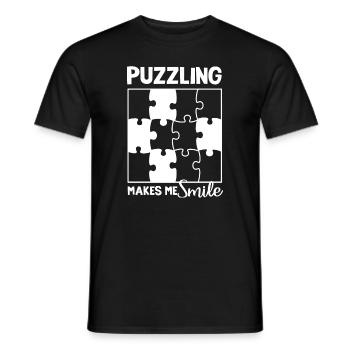 Puzzling Makes Me Smile Cute Saying Puzzle Fan - Men's T-Shirt - black - Front - AI Model Male 178 light (178cm)