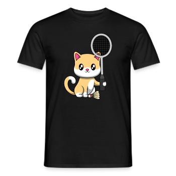 Joueur de badminton Cute Cat Hobby Sports - T-shirt homme - noir - Devant - AI Model Male 178 light (178cm)